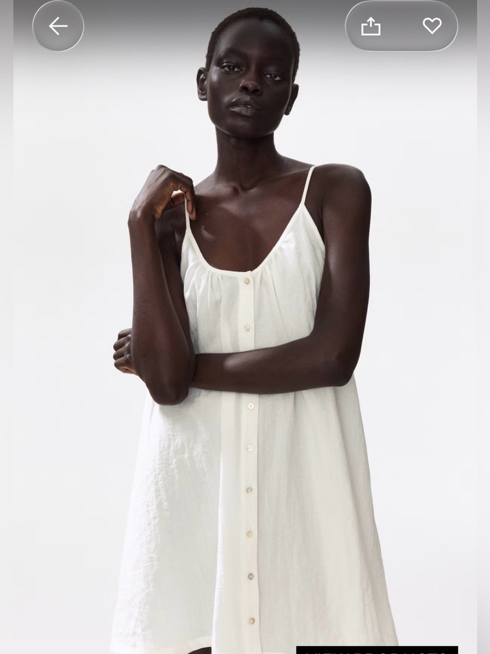 H&m Women’s White Button-Front Slip Dress